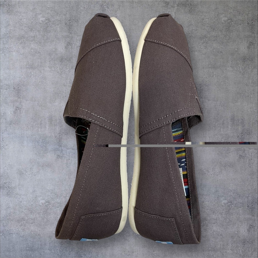 TOMS Alpargata Slip On Loafer Shoes Womens 8.5 Ash Taupe Canvas Flats New - Picture 4 of 7